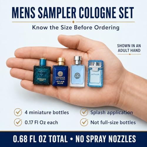 Versace Cologne for Men Set of 4 Mini Eros, Pour Homme, Dylan Blue, Eau Fraiche Perfume for Men Fragrance Sampler Set - Designer Mens Cologne Samples (4 Count, 0.17 oz) - Image 5
