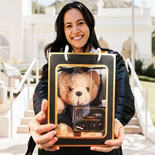 Bear with Graduation Cap Toys Class of 2026 Plush Stuffed Teddy Bear Animal Dog Cap and Gown with Greeting Card and Bag for Graduation Day Gift(Black) - Image 4