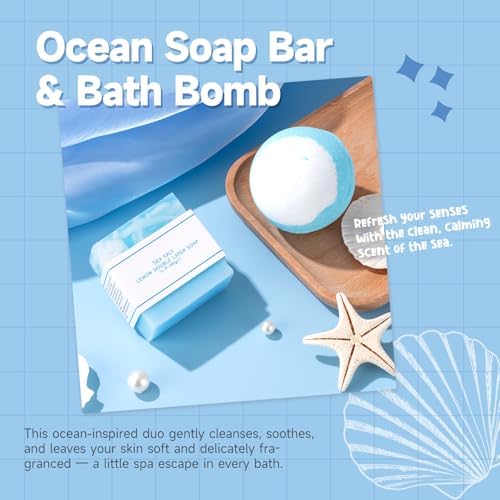 Gift Baskets for Women, 9pcs Unique Happy Birthday Gifts for Women, Best Ocean Christmas Gifts Ideas Relaxing Spa Set Blue Inspirational Get Well Box for Her Sister Friend Friendship Mom - Image 7
