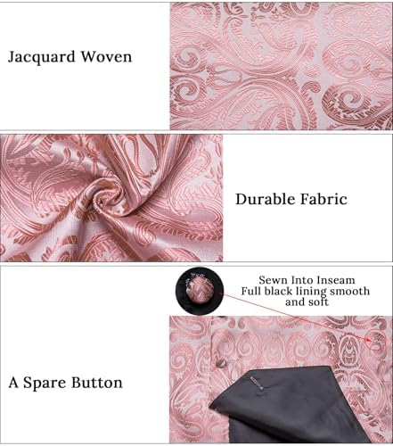 DiBanGu Mens Vest and Tie Set Formal Paisley Waistcoat and Necktie Pocket Square Cufflinks Silk Suit Vest for Tuxedo Wedding - Image 5