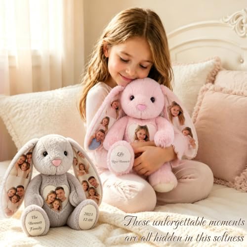 Custom Photo Plush Bunny, Personalized Stuff Animal for Girlfriend - Image 3