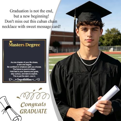 EPIRORA Graduation Gifts Necklace for Him 2026, Graduation Stainless Steel Cuban Chain Necklace for Men, Class of 2026 Gifts, 5th 8th Grade/College/Master Degree Graduate Gift Ideas for Men Him - Image 2