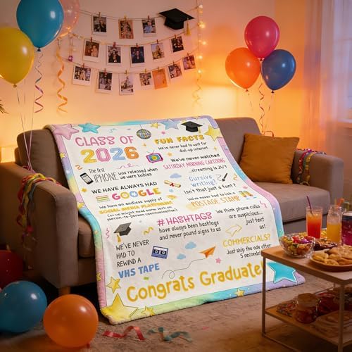 Class of 2026 Graduation Gifts Blanket - Graduation Gift for Her Him, High School College Congrats Graduate Gifts for Women Men, 2026 Graduation Party Decorations, Soft Flannel Throw Blanket, 60"x50" - Image 3