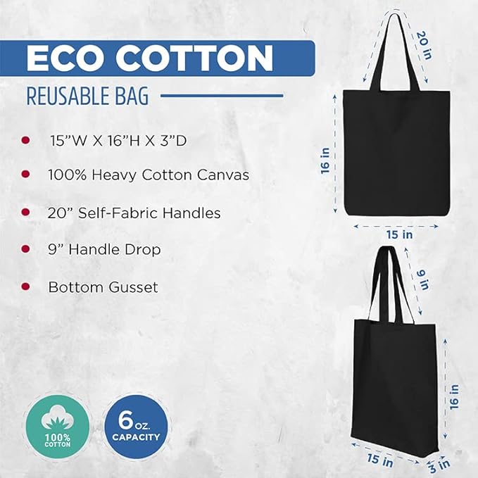 shop4ever Personalized Custom Design Your Own Eco Cotton Tote Reusable Shopping Bag Customizable Gift