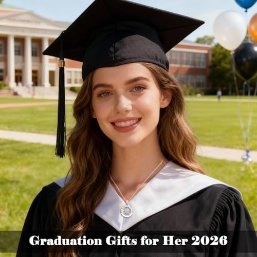 2026 Graduation Gifts for Her-925 Sterling Silver Graduation Compass Necklace College Graduation Gifts for Women Her Granddaughter Daughter 2026 - Image 2