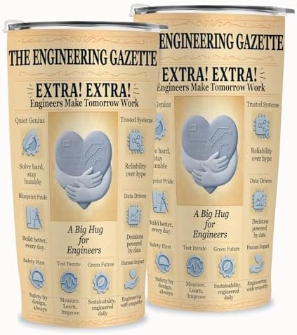 Engineer Gifts 20oz Insulated Tumbler, Newspaper-Inspired Blueprint & Circuit Design, Stainless Steel Travel Mug with Lid, for Men & Women, Students, Graduation, PE/EIT, Retirement, Appreciation - Image 3