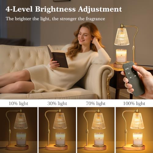 Imenlox Candle Warmer Lamp, with Remote Control, Timer & Dimmer, Adjustable Height, Christmas Birthday Mothers Day Gifts for Women Mom Her, House Warming New Home Thanksgiving Décor (Amber RC) - Image 4