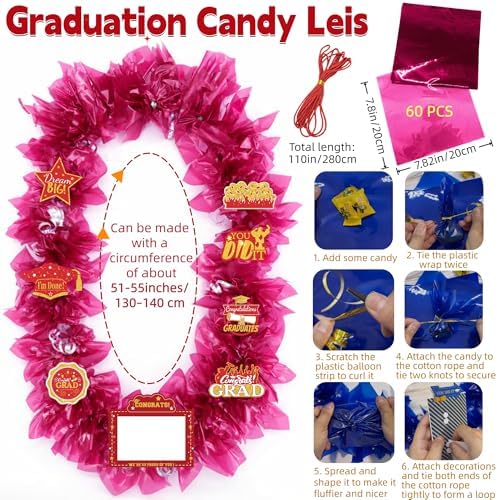 Class of 2026 Graduation Leis with Money Gift Set, 2 pcs Candy Lei Graduation Cash Holder,Personalized Graduation Gifts Money Leis with Photo Frame Congrats Grads Gift Idea for Graduate Party Supplies-Gold Red - Image 2