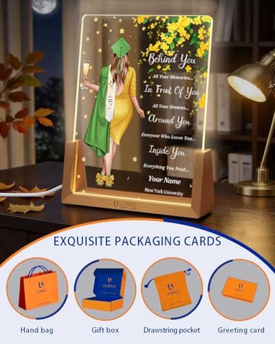 Personalized Name Graduation Gifts Custom Night Light LED Table Lamp Portrait Creator for Her 2026 University High School Keepsake(Girl B) - Image 4