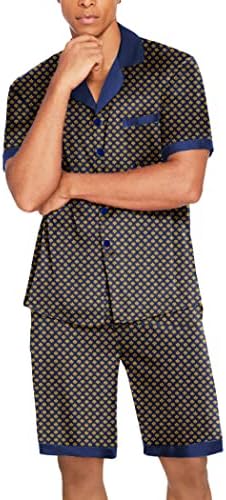 Ekouaer Men Silk Pajamas Set 2 Pieces Satin Pj Button Down Loungewear Sets - Image 4