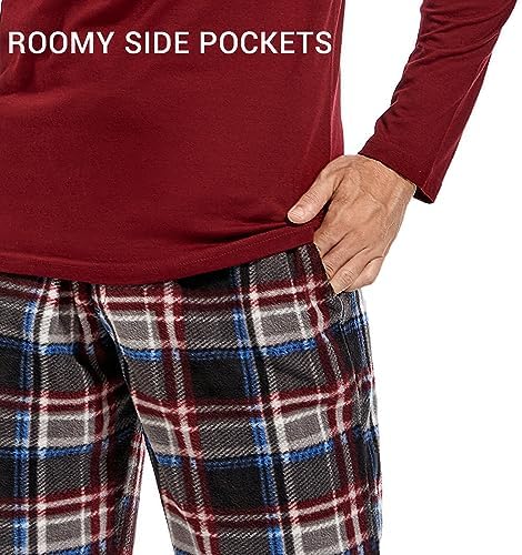 DG Hill Mens Pajama Pants - Pajamas Set Flannel PJ Pants for Men Cotton Top - Image 4