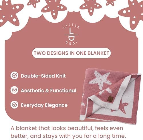 Baby Blanket 30x40 in, Antique Rose – Soft Reversible Knit with Gift Bow, Oeko-Tex Certified, Breathable Swaddle & Receiving Blanket for Newborns, Crib & Stroller - Image 5
