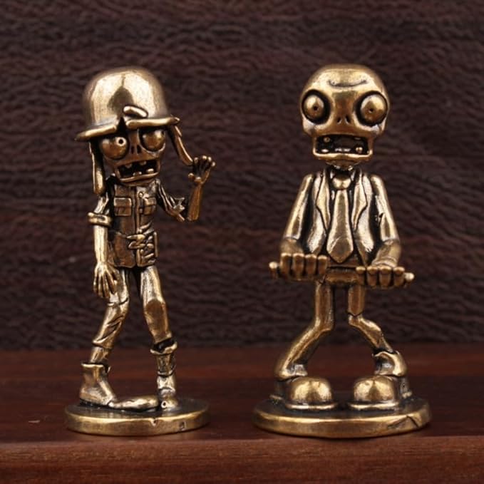 Brass Animals Figurine Decorative,Solid Copper Decorations,Metal Statue,Zombie Figurines,Small Halloween Decorations, Spooky Brass Zombie Statues for Holiday & Desktop Display