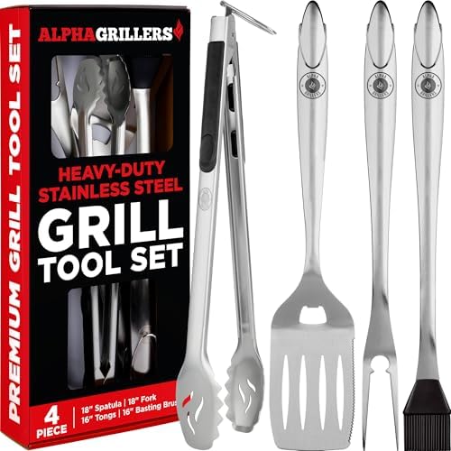 Alpha Grillers Grill Tools Set, BBQ & Grilling Accessories Outdoor Utensils by AlphaGrillers