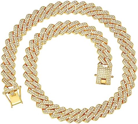 Mens Cuban Link Chain Miami Cuban Necklace 18K Gold Silver Chain For Men Women 14mm Iced Out Hip Hop Jewelry - Image 5