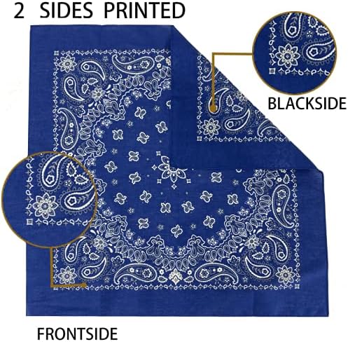 6 Pack 12 Pack Bandanas 2 Sides Printed 22inch Unisex Cowboy Kerchiefs