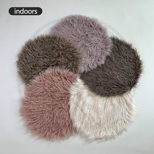 Baby Photo Props Faux Fur Round 23.6 inch Soft Baby Boy Girl Photo Blanket Studio Photo M Grey Sand - Image 3