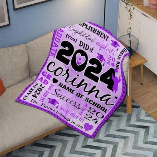 Custom Memories Throw Blanket Graduation Gift Set Customized Blankets Customize Blankets with Photos Graduation Class of 2024 with College Name Custom Blanket with Text 30x40inch - Image 3