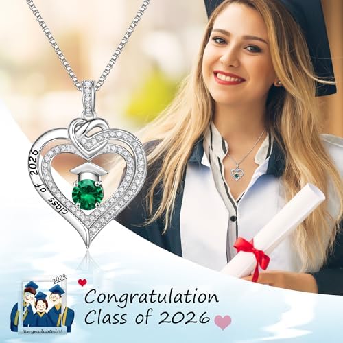 Turandoss Graduation Gifts for Her 2026, S925 Sterling Silver Birthstone Necklace Engraved Class of 2026 Inspirational Necklaces High School College Graduation Gifts for Women - Image 5