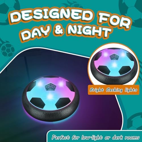 Ocditikl 2 Pack Hover Soccer Ball with 8 Pcs Batteries, Air Floating Soccer Toy with LED Lights & Foam Bumper, Indoor Games for Kids 4-8-12, Birthday Toys for 3 4 5 6 7 8 9 Year Old Boys Girls - Image 2