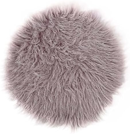 Baby Photo Props Faux Fur Round 23.6 inch Soft Baby Boy Girl Photo Blanket Studio Photo M Grey Sand by DJDONJUDY