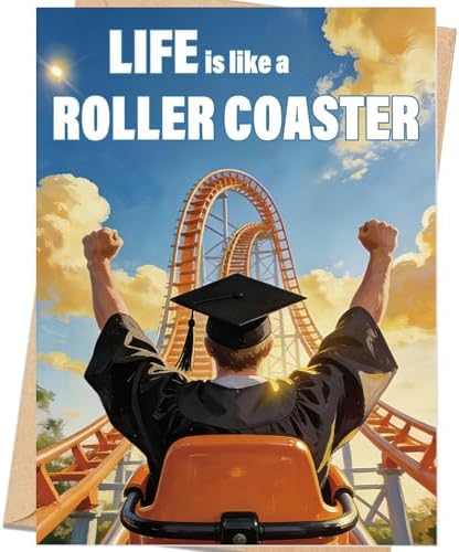 Life is Like a Roller Coaster Graduation Card – Funny Congrats Grad Card, Humorous Graduation Gift for Him or Her, High School or College Card with Envelope by Unknown
