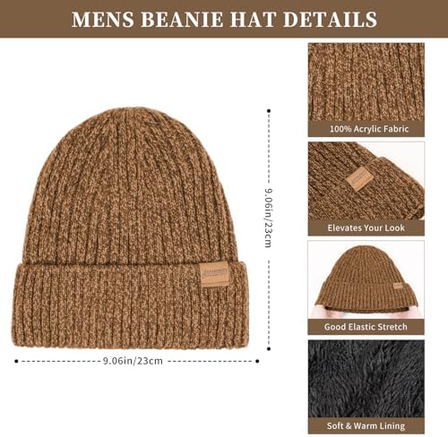 Winter Beanie Hats Long Neck Scarf for Men and Touchscreen Gloves 3PCS Set - Image 2