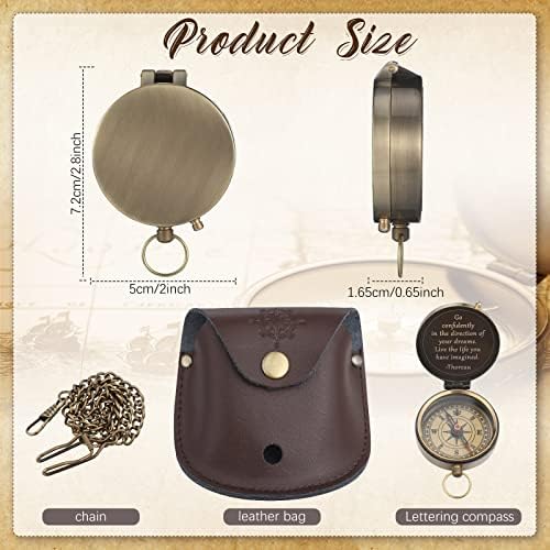 Kanayu 2 Pcs Compass Graduation Gift Compass with Stamped Leather Case and Leather Journal Notebook High School College Graduation Gifts for Him - Image 2