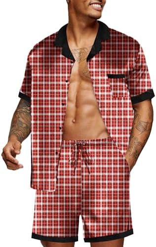 Ekouaer Men Silk Pajamas Set 2 Pieces Satin Pj Button Down Loungewear Sets by EKOUAER