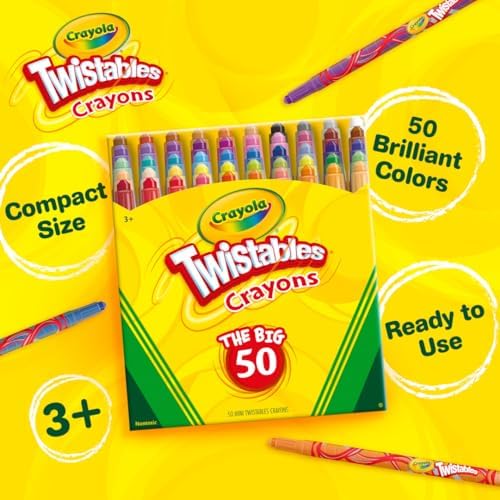 Crayola Mini Twistables Crayons for Kids (50ct), Cute Back to School Supplies for Kids, Crayons for Coloring Books, Gift for Toddlers Girls & Boys, Arts & Crafts, 3+ - Image 5
