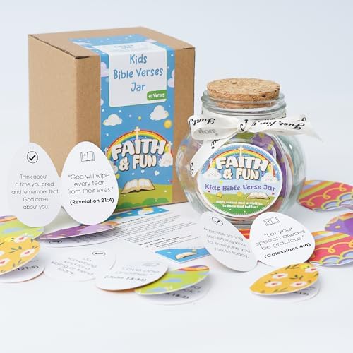 Kids Bible Verse Jar, Easter Basket Stuffers for Kids & Teens, Christian Easter Gifts for Girls Boys, 40 Bible Verse Cards, Faith Easter Gifts for Kids, Baby Easter Basket Stuffers, Religious Gift - Image 5