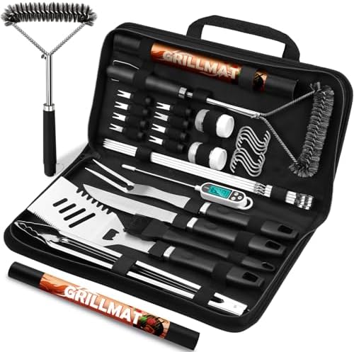 RINPIR 31Pcs Stainless Steel BBQ Grill Accessories & Tools Set, Black by RINPIR