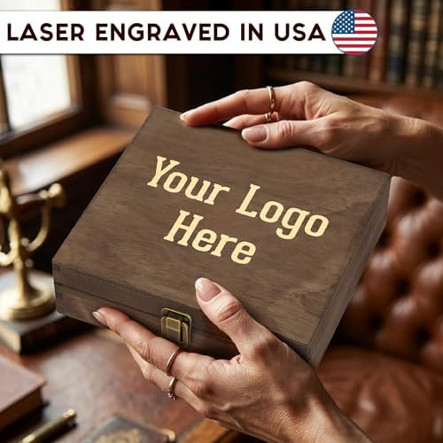Custom Logo Wooden Keepsake Box, Engraved Memory Chest for Corporate Gifts - Image 2