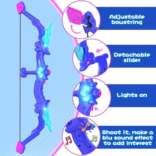 Kids Bow and Arrow Toy, Angel Light Up Archery Set W/ 10 Suction Cup Arrows, Targets & Quiver, Outdoor/Indoor Games for Kids Ages 4-7 8-12, Birthday Gifts for 4 5 6 7 8 9 10 11 12 Year Old Boys Girls - Image 3