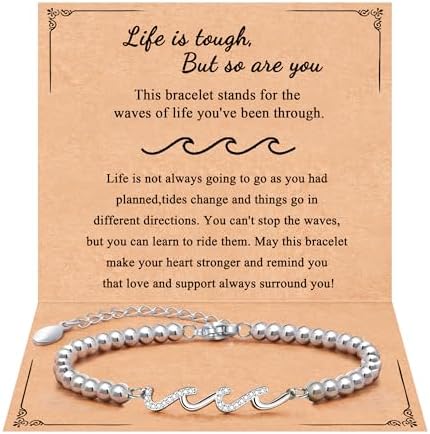 QWNHONEY Waves of Life Bracelet Inspirational Birthday Gifts for Bestie Sister 16th 18th 21st 30th 40th 50th 60th Birthday Gifts for Women by QWNHONEY