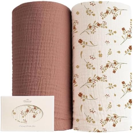 Konssy Muslin Swaddle Blankets, 100% Cotton Receiving Blankets, 47"x 47" by Konssy