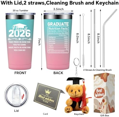Grifarny Graduation Gifts Her, Girls 2026 - College, High School, Middle School Graduation Gifts for Women - Class of 2026 Graduate Tumbler Mug 20 oz - Image 2