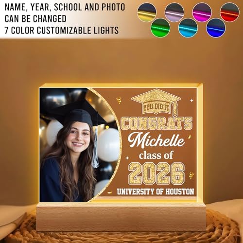 Hyturtle Personalized Graduation Night Light - Custom Night Light with Picture - Senior 2026 Graduation Gifts Her Him - Graduation Plaque Inspirational College Grad Gifts for Daughter from Mom - Image 2