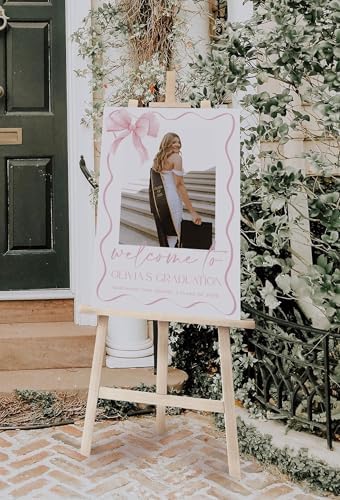 Personalized Pink Bow Graduation Party Welcome Sign with Photo, Coquette Grad Sign, Graduation Decorations Party, Class of 2026 Welcome Poster, Senior Party Sign, Graduation Celebration Sign#03 - Image 2