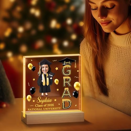 Hyturtle Personalized Graduation Night Light - Custom Night Light with Picture - Graduation Plaque Inspirational College Grad Gifts for Daughter from Mom - Senior 2026 Graduation Gifts Her Him - Image 5