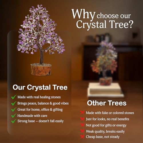 YATSKIA Amethyst Crystal Tree | Purple Gemstone Tree | Spiritual Gifts | Gemstones and Crystals | Home Decor Gifts | Birthday Gifts for Women | 10 Inch 300 Beads - Image 6