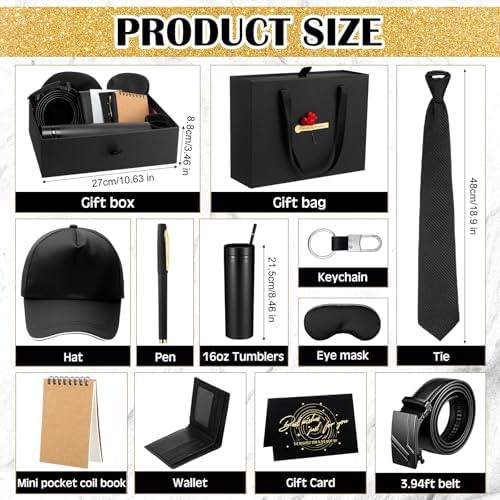AmazingSpark 12 Pcs Men Gift Basket Tumbler Wallet Hat,Flower Gift Box - Image 2