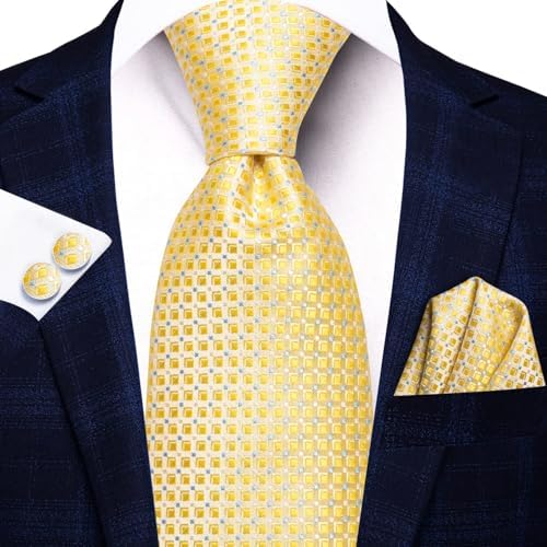 Hi-Tie Lot 5 Pcs Gift Box Mens Tie Set Necktie with Pocket Square Cufflinks Silk Neck Tie Collection - Image 4