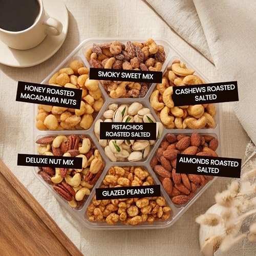 Nuts Gift Tray, Gourmet Mixed Nuts Assortment With Sweet And Roasted Salted Varieties, Ready To Serve Snack Gift Box For Mom, Family And Thank You Occasions - Image 6