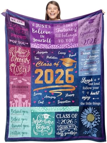 Graduation Gifts Blanket - 2026 High School College Graduation Gifts for Her Him - Class of 2026 Throw 50" X 60" by Gevuto