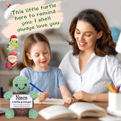 4THFARMES Mini Funny Turtle Niece Gifts from Auntie Aunt Uncle, Birthday Gifts for Niece Kids Adults, I Love You Presents for Girls, Small Cute Stuff Things, Handmade Emotional Positive Turtle - Image 5