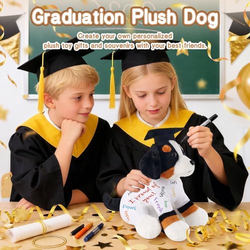 Blank Bernese Mountain Dog with Graduation Cap Toys Autograph Stuffed Dog Class of 2026 Graduated Plush Stuffed Teddy Animal Dog for Graduation Day Gift(Bernese Mountain Dog) - Image 4