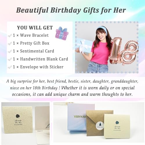 Gifts for Women, Cool Waves Bracelet Christmas Birthday Gift for Happy Birthday 21st, 30th, 40th, 50th, 60th Birthday Gift Ideas for Women Ladies Bestie Friend Sister Mom Daughter Wife Grandma - Image 4