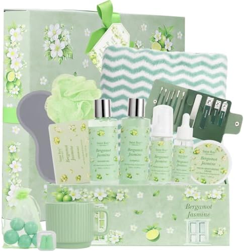 30 Pcs Bergamot Jasmine Spa Gift Basket for Women & Men, Bath & Body Gifts by SaintRoy