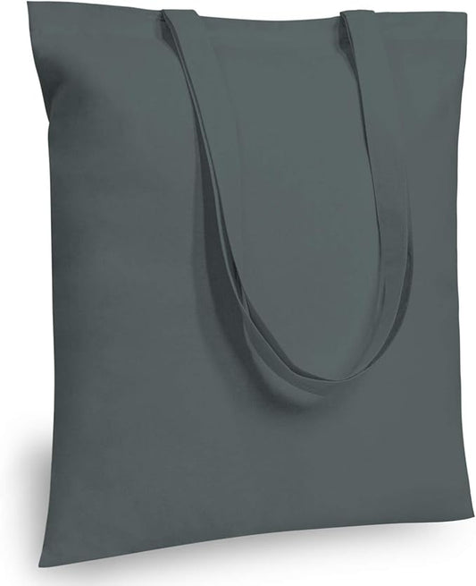 TOPDesign 6-Pack Economical 16"x15" Grey Cotton Tote Bag, Lightweight Medium Reusable Grocery Shopping Cloth Bags, Suitable for DIY, Advertising, Promotion, Gift, Activity
